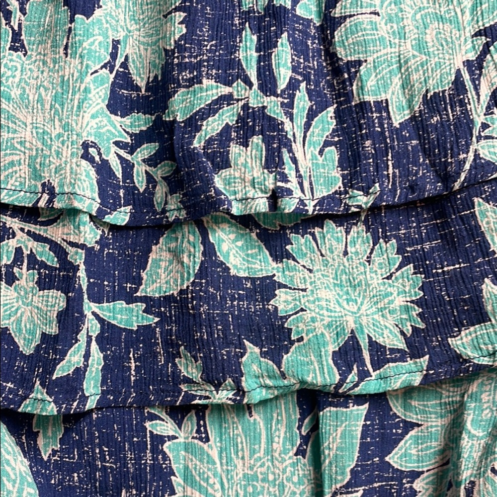 J. Jill Blue and Aqua Floral V-Neck Maxi Dress - Picture 3 of 7